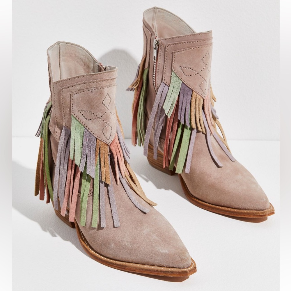 Free People Lawless Fringe Western Boot 9.5US / 39.5EU, PINK MULTI